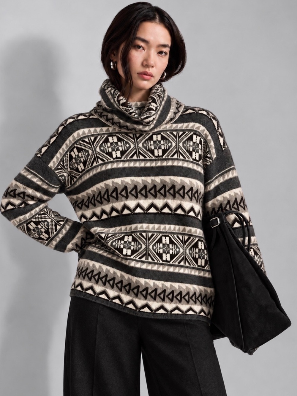 Vintage Ralph Lauren LRL Fair Isle Wool Funnel Neck Sweater XS